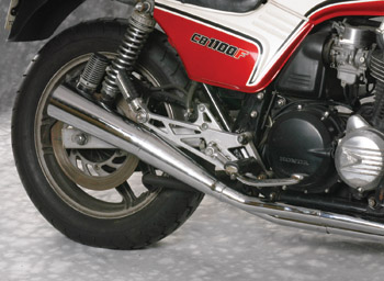 Megaphone Slip-on Mufflers shown On CB1100F
